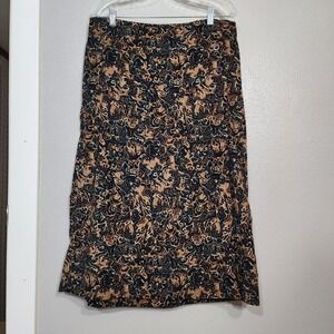 CJ Banks Skirt Women's 14W Paisley‎ Brown Black Midi Boho